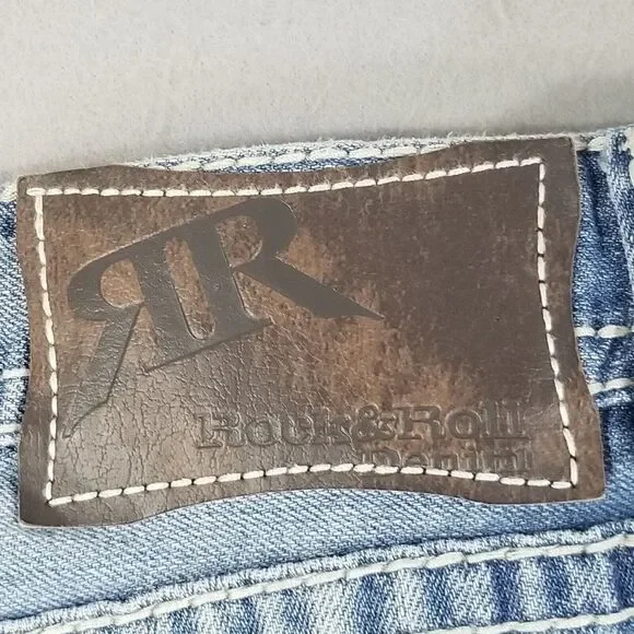 Rock & Roll Cowboy denim jeans men's 38x32 double barrel relaxed straight